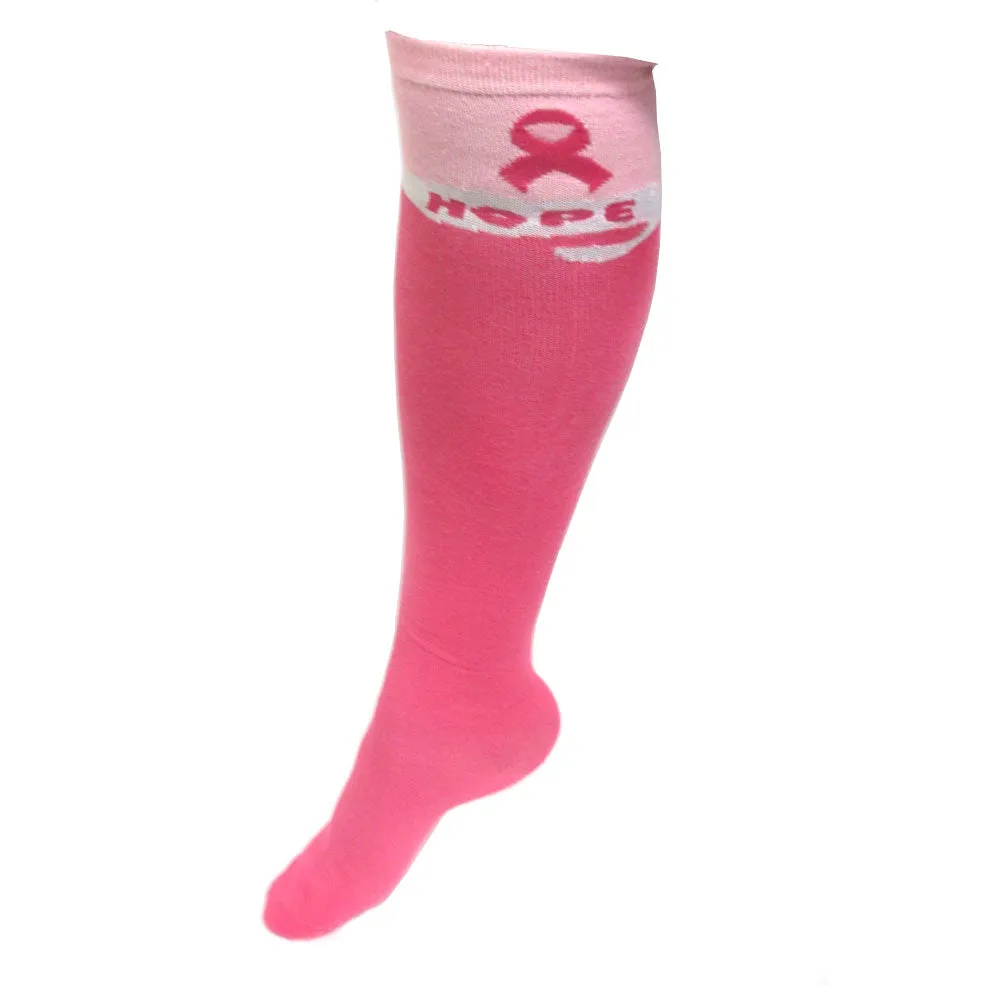 2 Pairs Breast Cancer Awareness Socks Womens Pink Ribbon Support Soft Sports