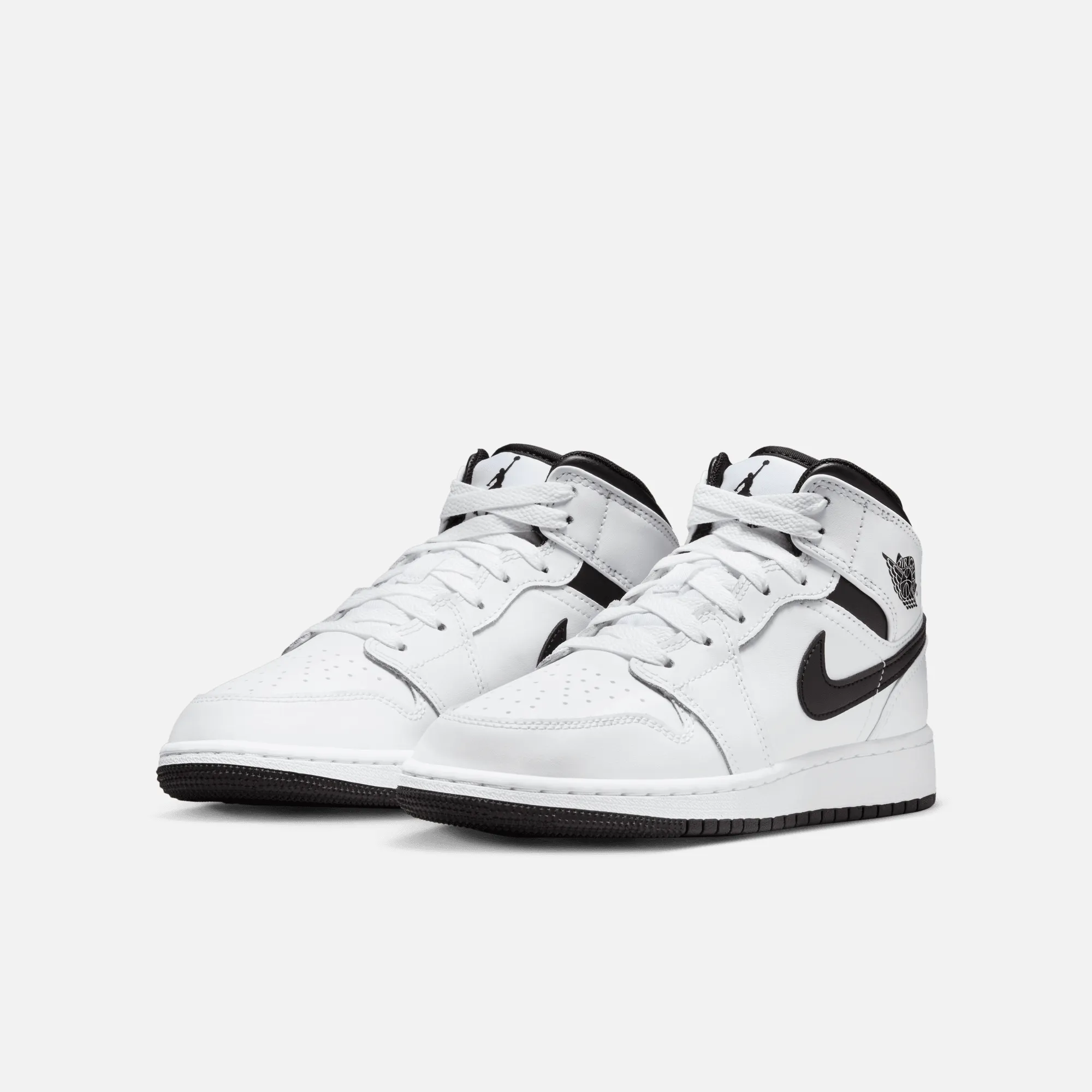 Air Jordan Big Kids' 1 Mid White Black (GS)