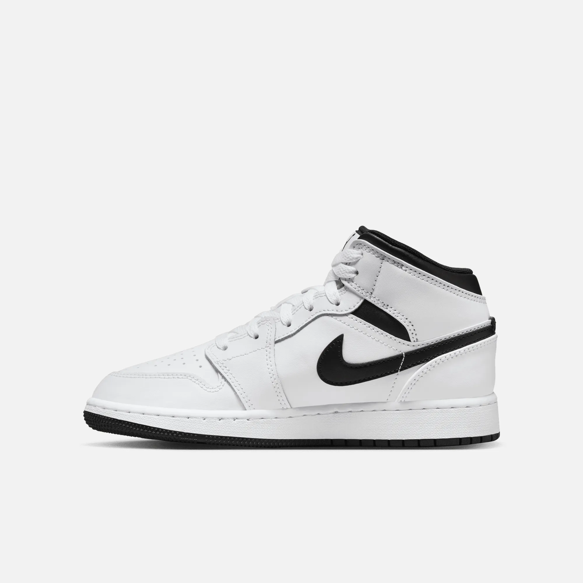 Air Jordan Big Kids' 1 Mid White Black (GS)