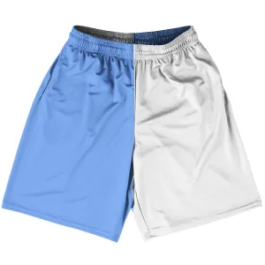 Blue Carolina And White Quad Color Basketball Practice Shorts Made In USA