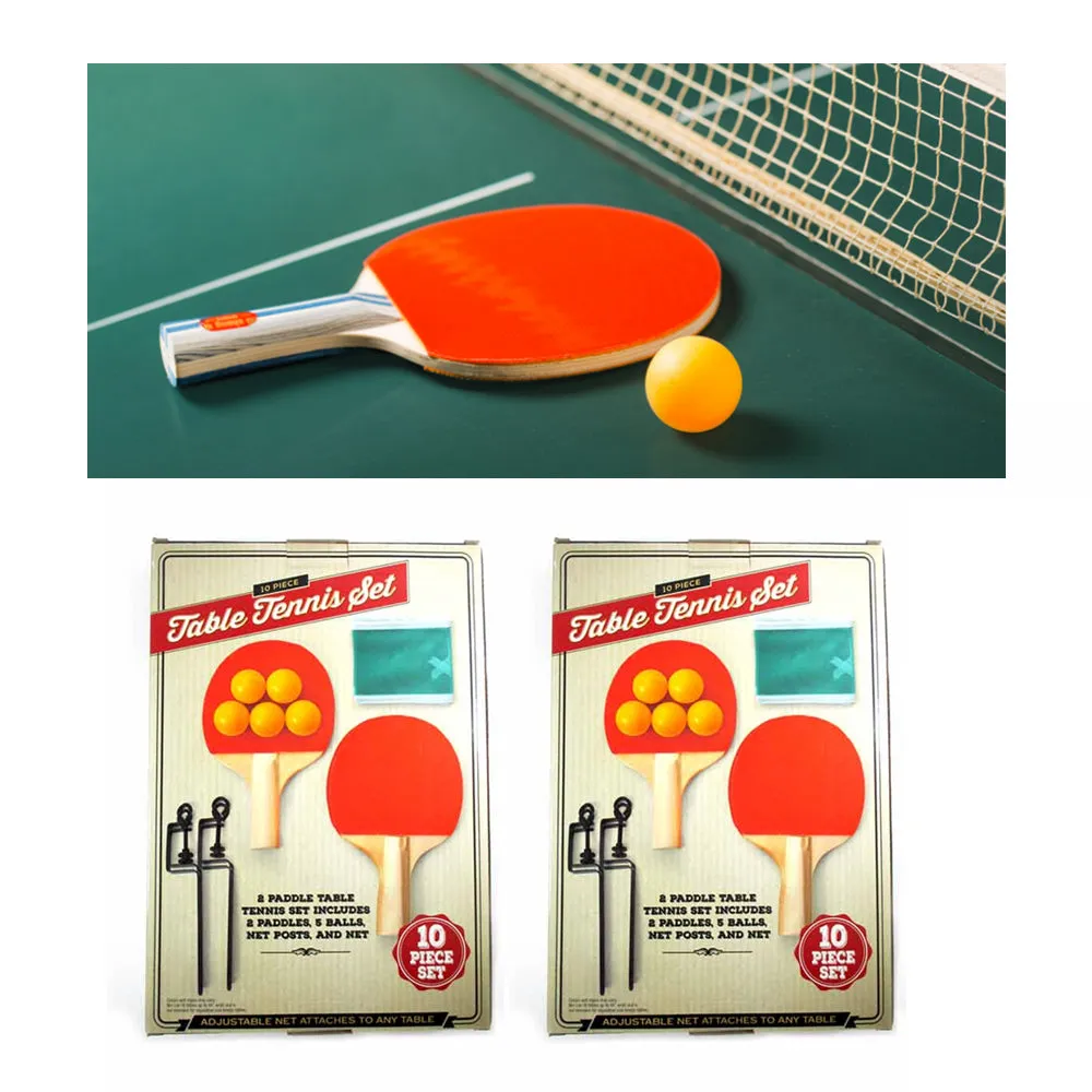 Complete Table Tennis Set 4 Ping Pong Paddles 10 Balls 2 Nets 4 Players Portable