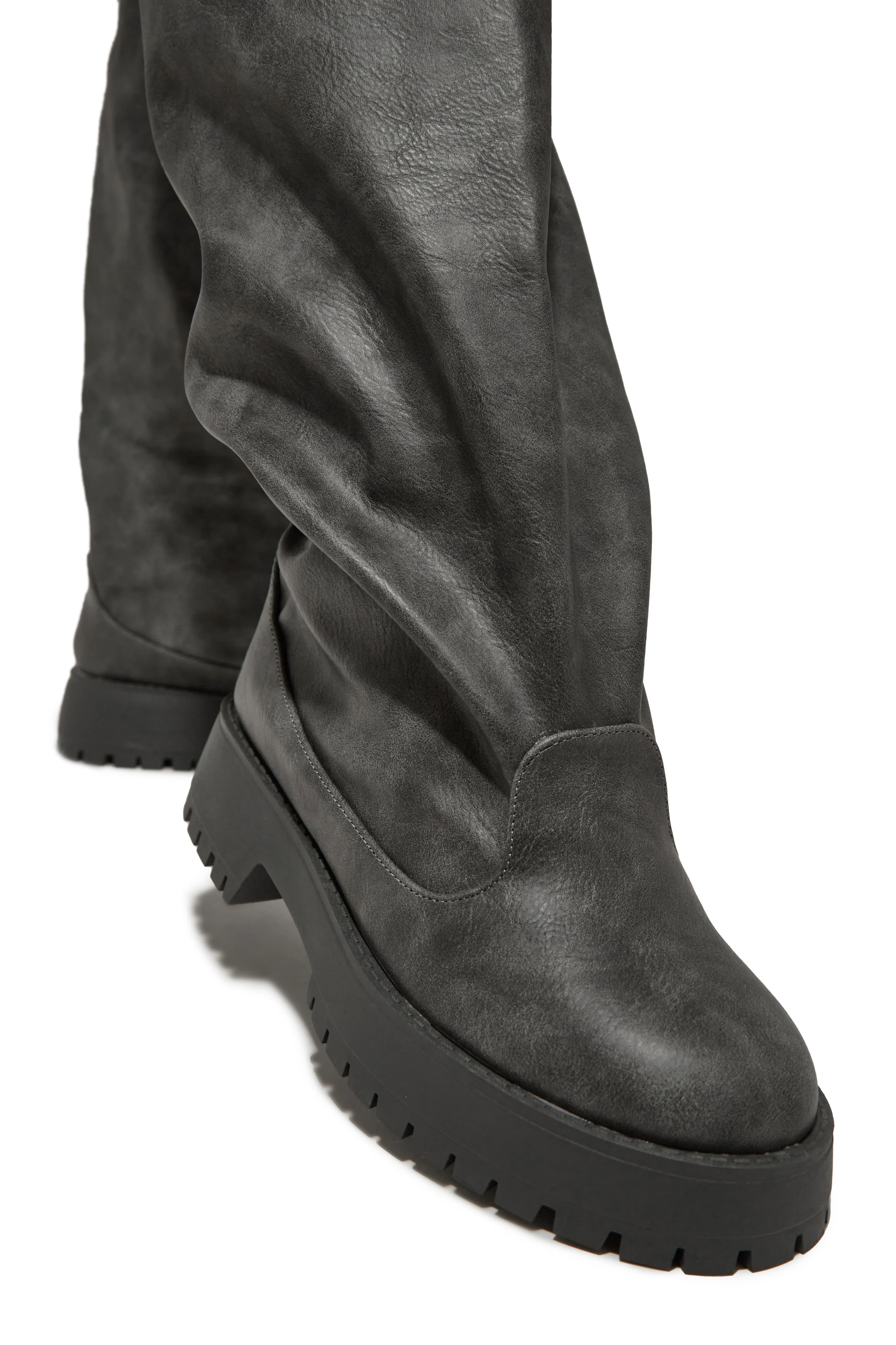 Emara Baggy Knee High Boots - Grey