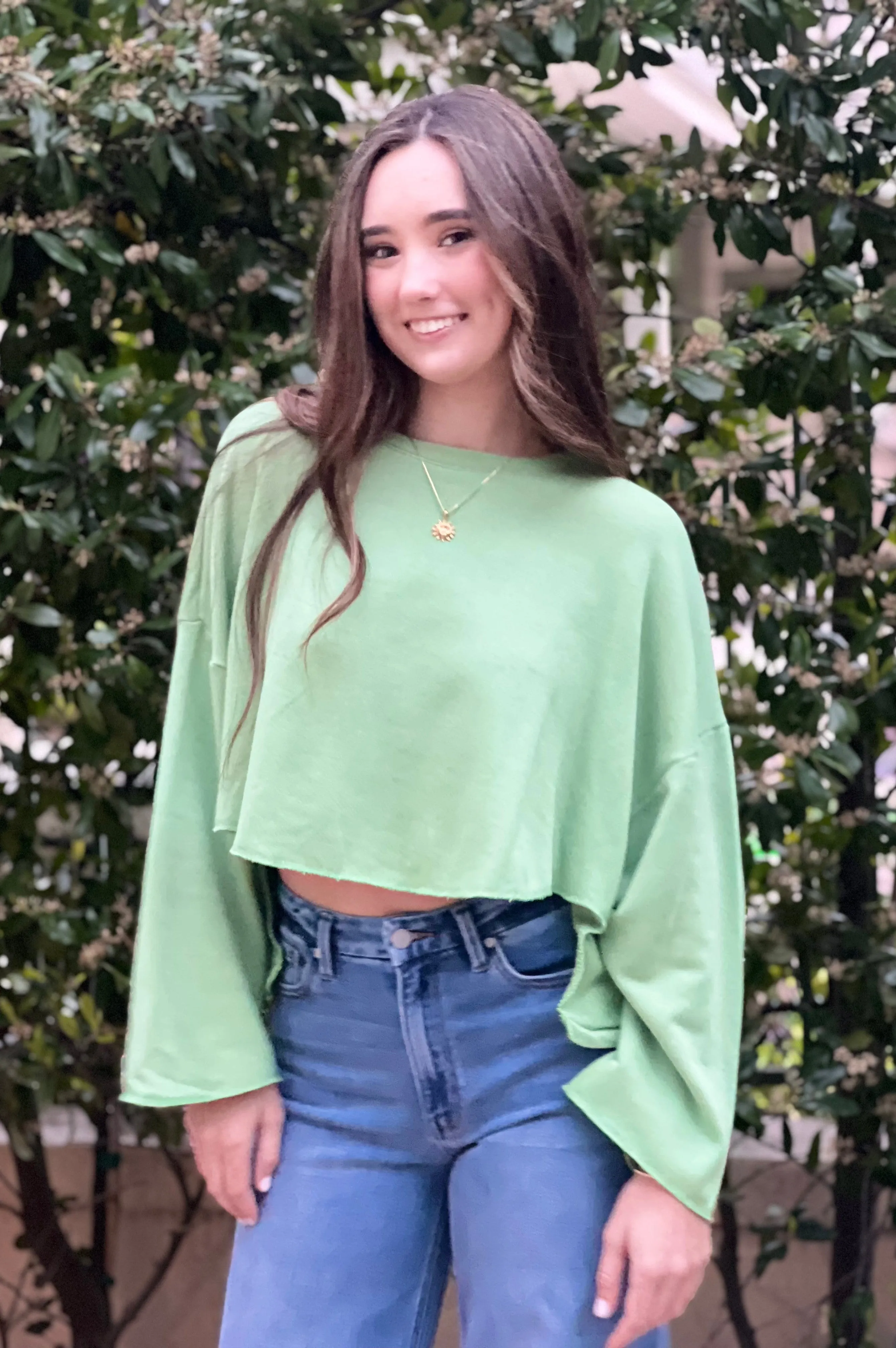Farmer's Market Crop Sweatshirt Sage