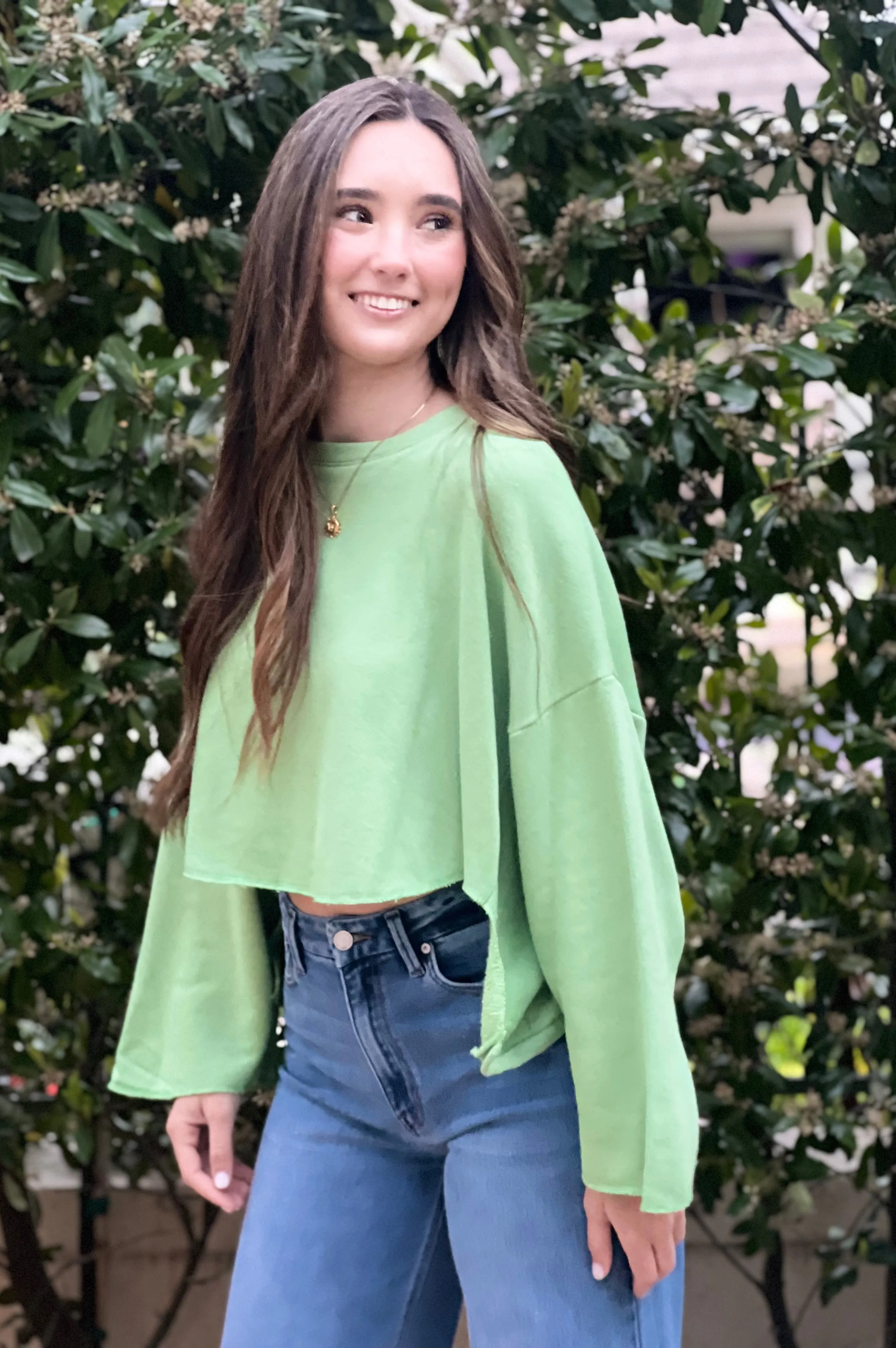 Farmer's Market Crop Sweatshirt Sage