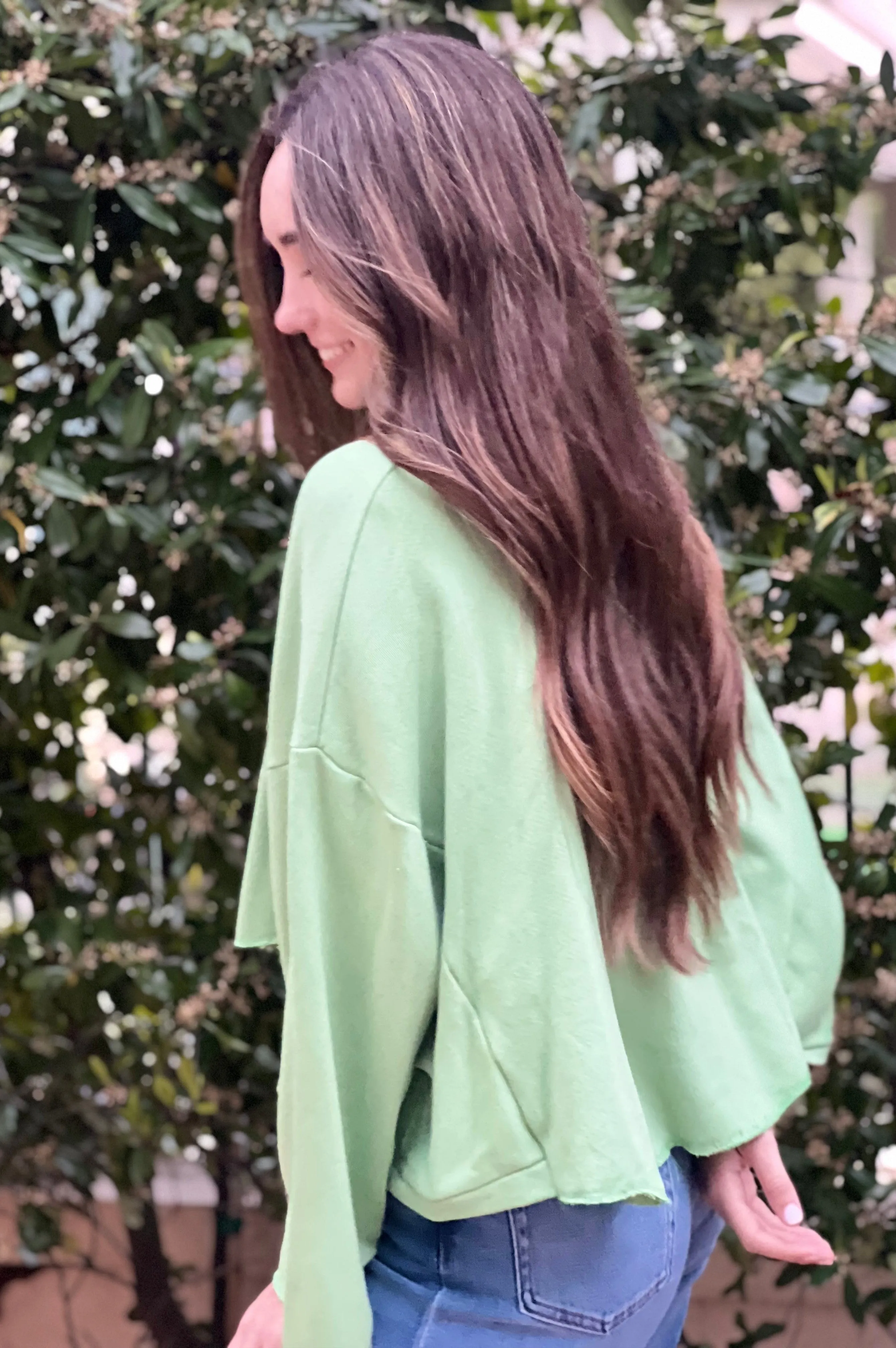 Farmer's Market Crop Sweatshirt Sage