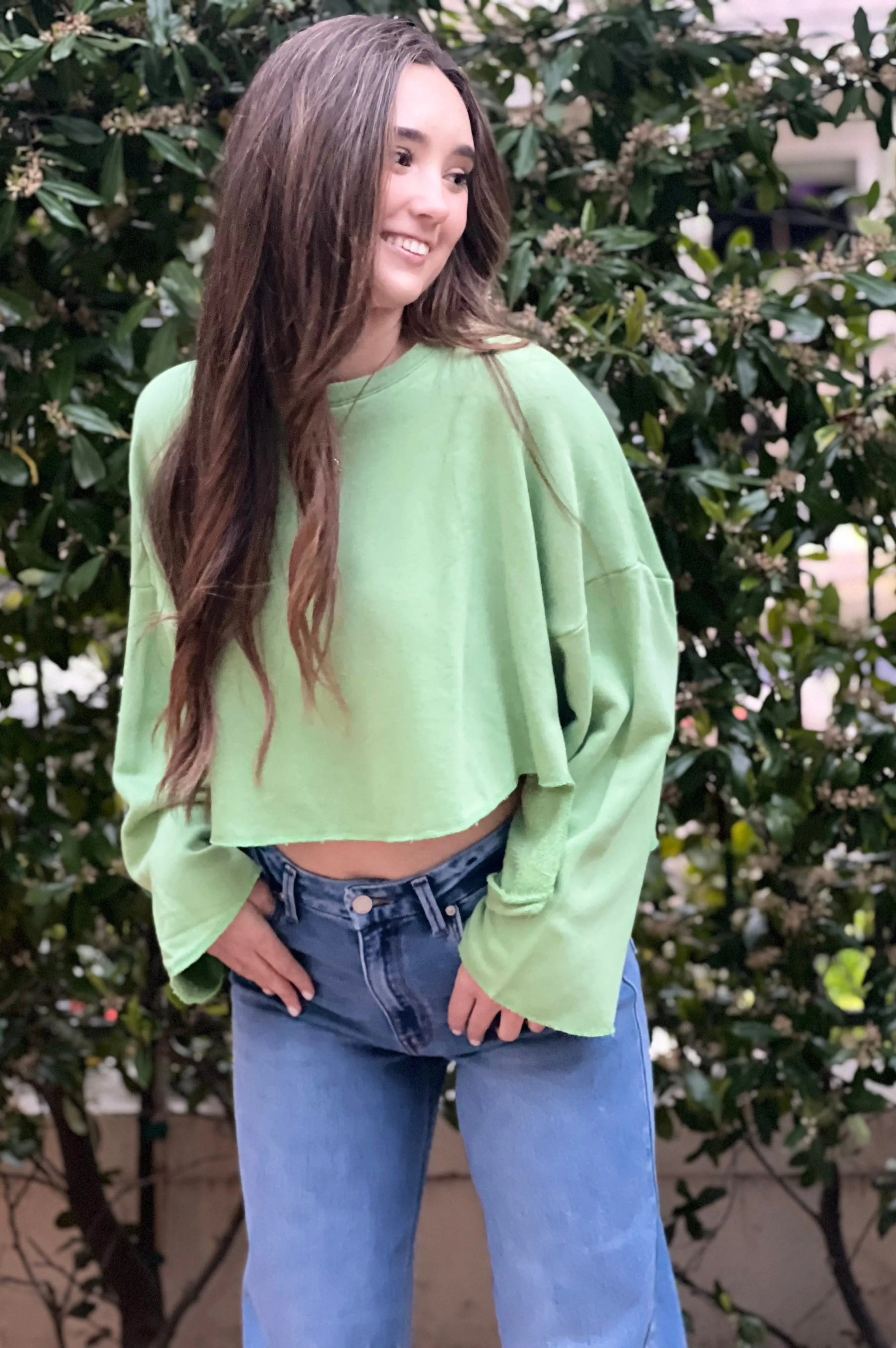 Farmer's Market Crop Sweatshirt Sage