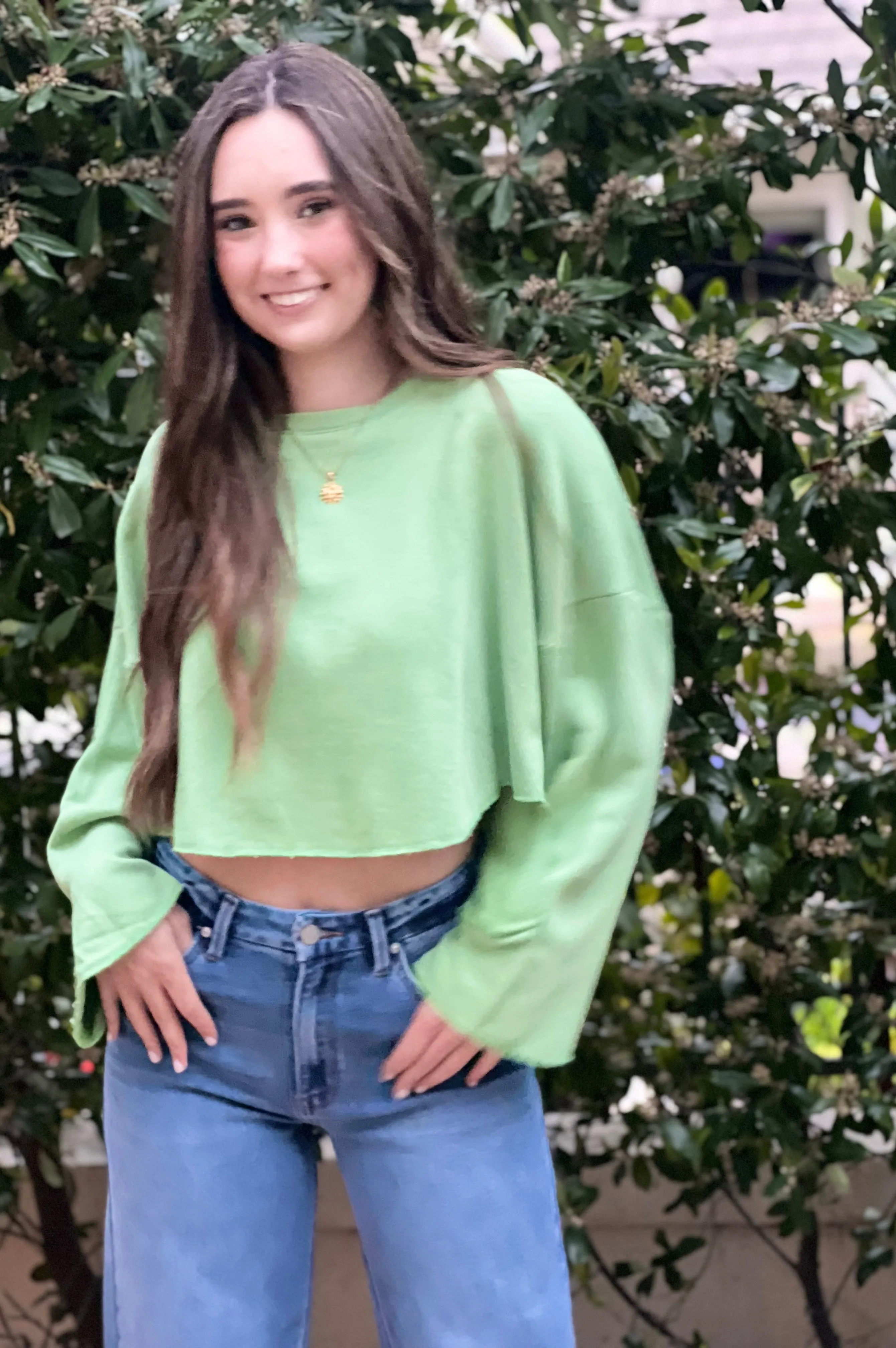 Farmer's Market Crop Sweatshirt Sage
