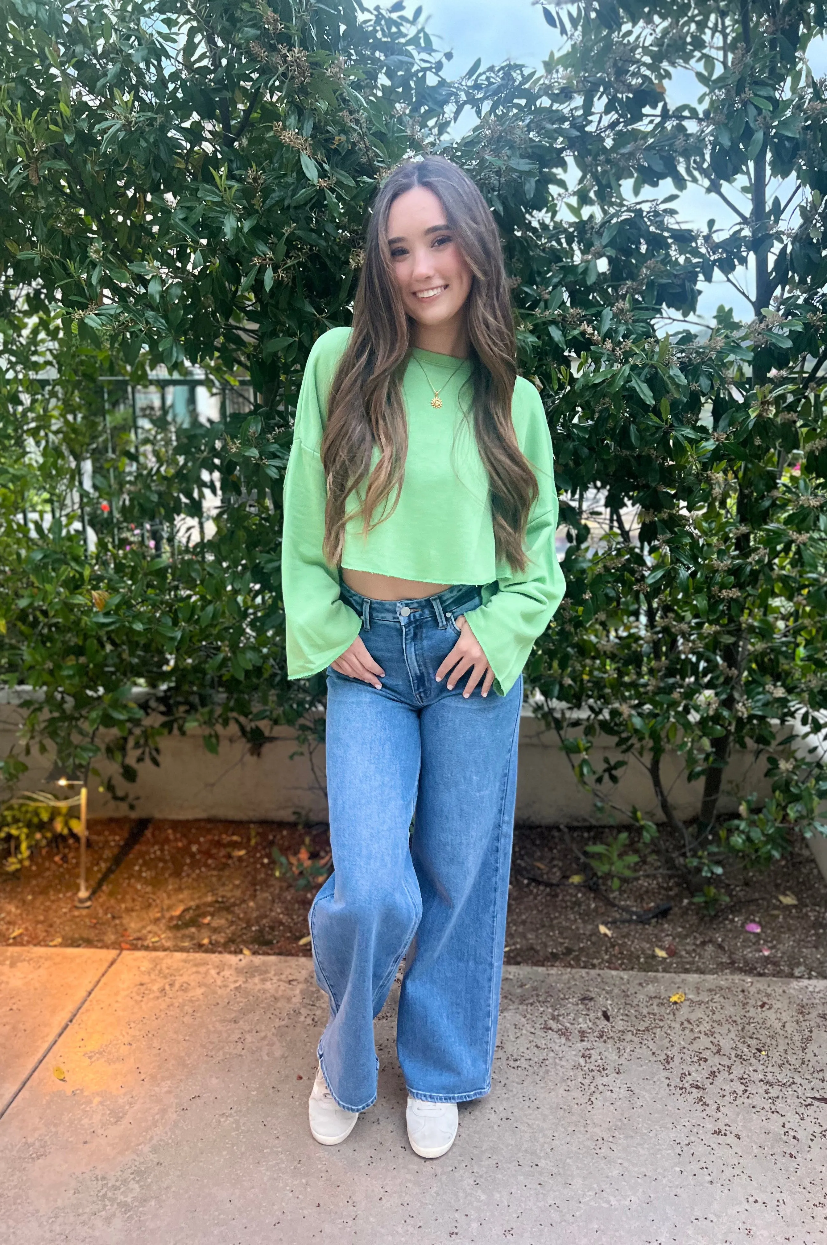 Farmer's Market Crop Sweatshirt Sage