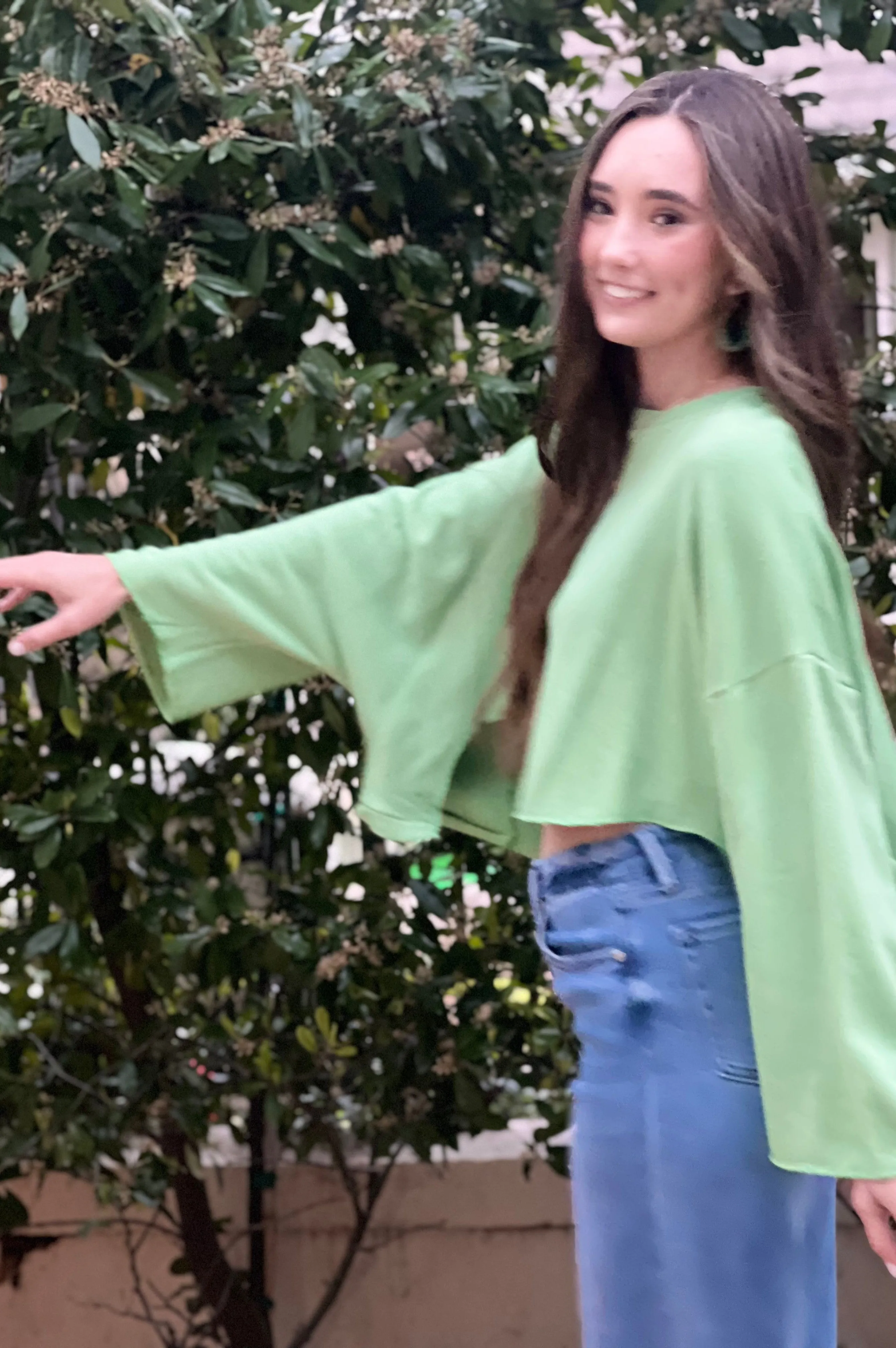 Farmer's Market Crop Sweatshirt Sage