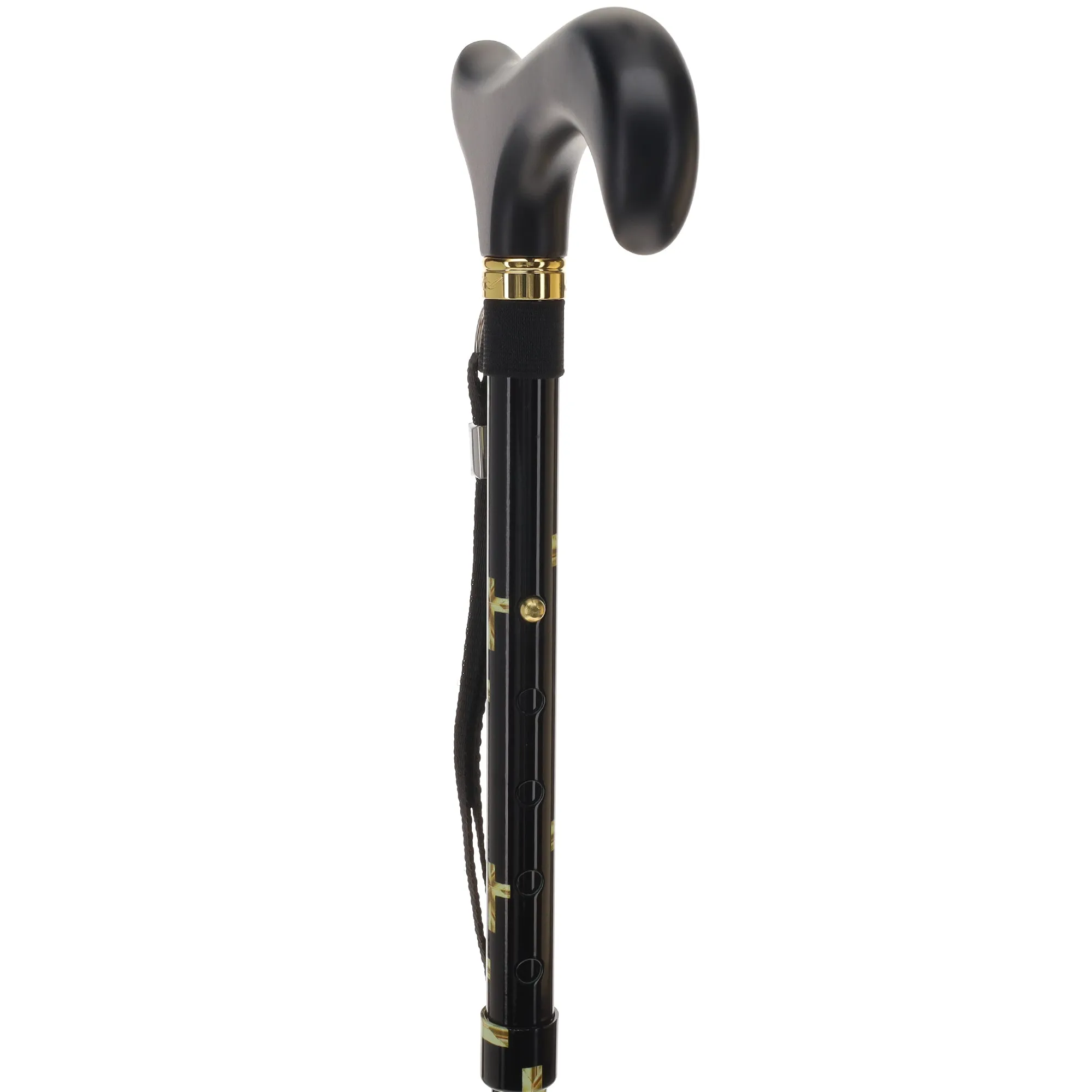 Golden Cross Folding Cane: Adjustable Derby, Wooden Handle