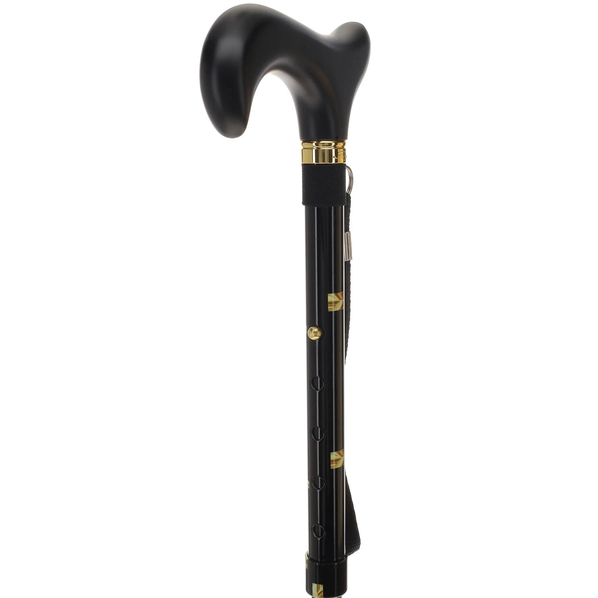Golden Cross Folding Cane: Adjustable Derby, Wooden Handle