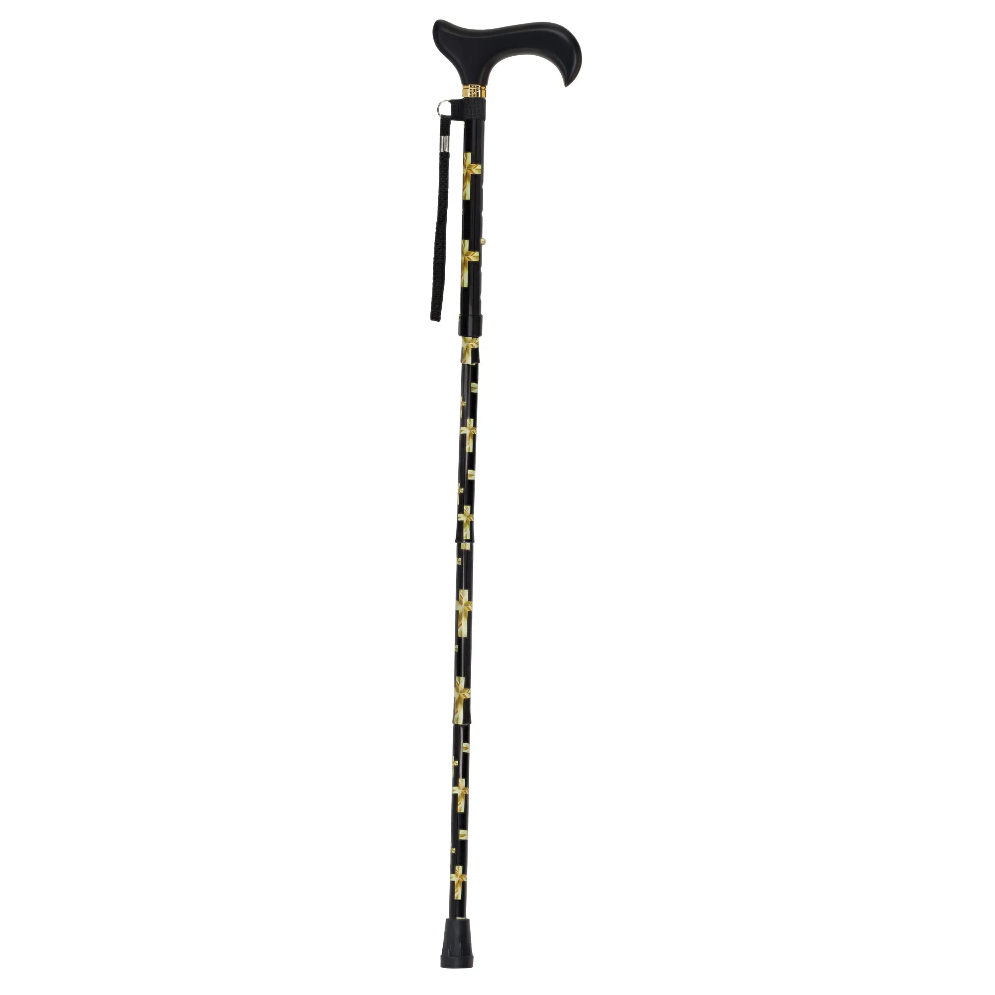 Golden Cross Folding Cane: Adjustable Derby, Wooden Handle