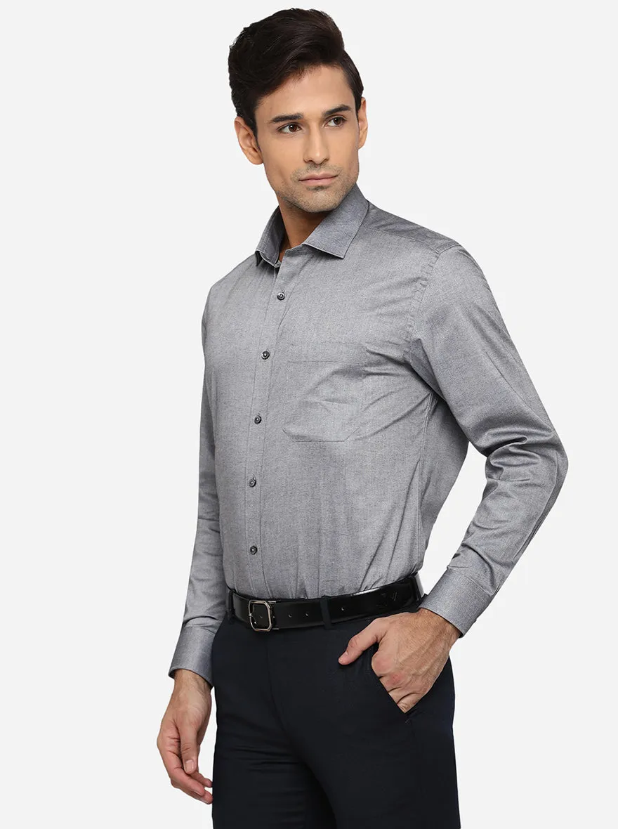 Grey Solid Regular Fit Formal Shirt | Greenfibre
