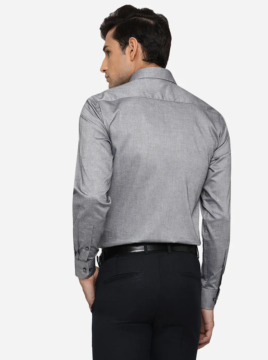 Grey Solid Regular Fit Formal Shirt | Greenfibre