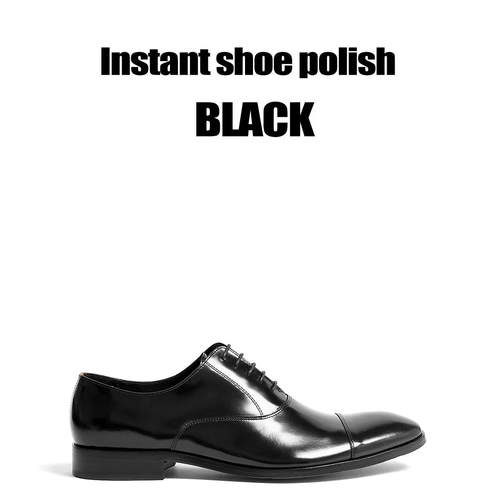 NUGGET Instant Shoe Polish BLACK 60ml 2oz Liquid Wax Shines Leather Boots Derby