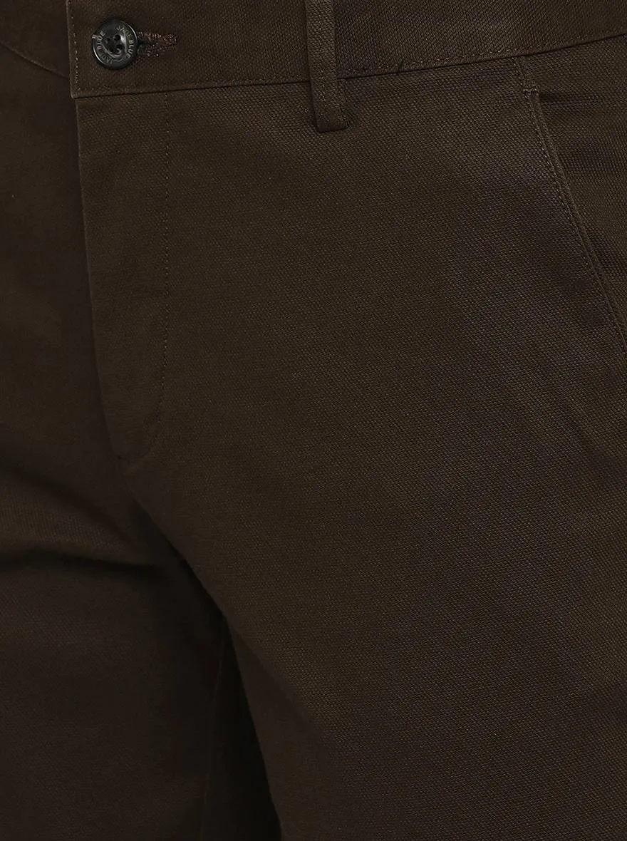 Olive Brown Solid Uno Fit Casual Trouser | JadeBlue