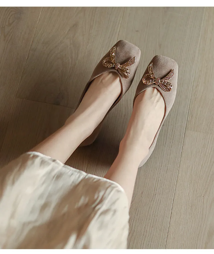Owlkay Rhinestone Bow Elegant Shoes