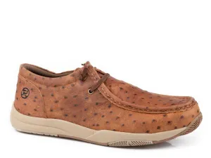 Roper Mens Clearcut Low Cognac Leather Ostrich Slip-On Shoes