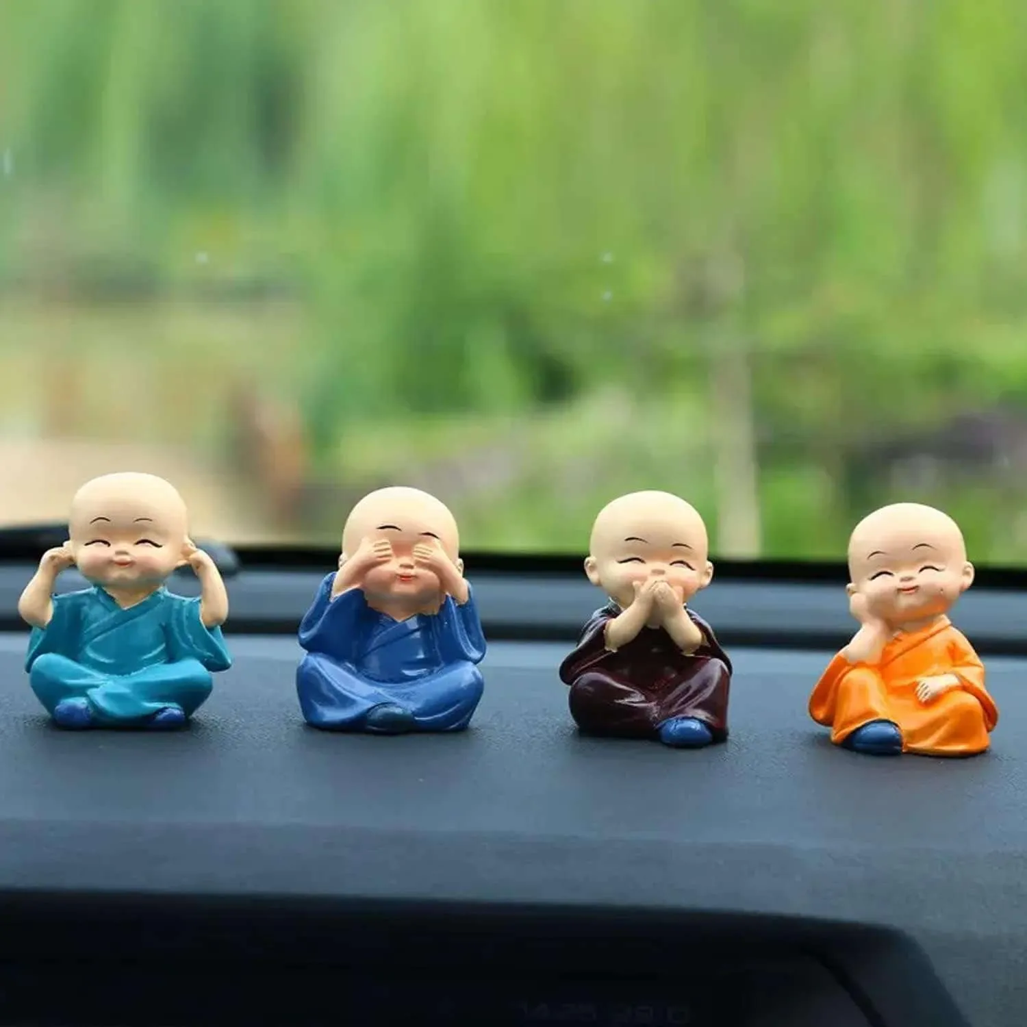 Set of 4, Baby Buddha Monk Home Decor Items Small Decorative Items Show Pieces Feng Shui Items Idols Gift Living Room/Hall/Bedroom/Office Show Piece Sculpture Murti (Style_6