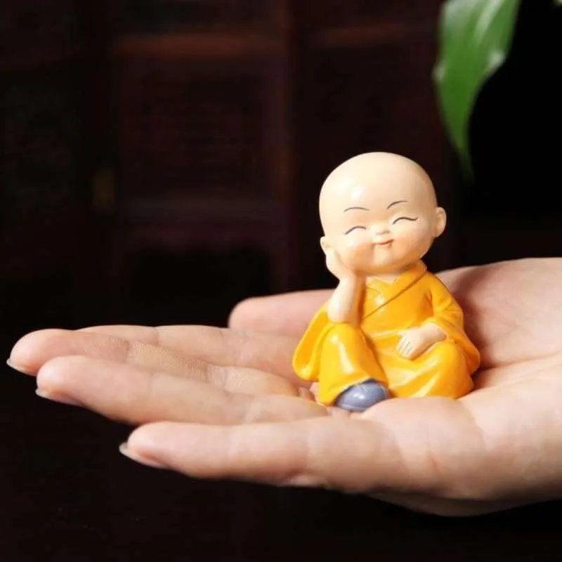 Set of 4, Baby Buddha Monk Home Decor Items Small Decorative Items Show Pieces Feng Shui Items Idols Gift Living Room/Hall/Bedroom/Office Show Piece Sculpture Murti (Style_6