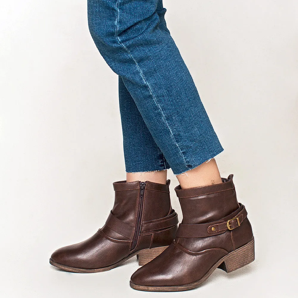 SheSole Womens Western Ankle Boots With Buckles
