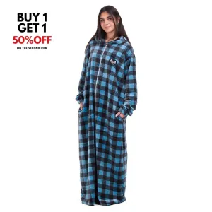 Snuggs Wearable Blanket Monk Blue Checkered