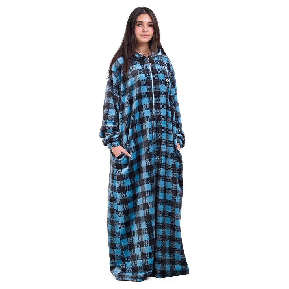 Snuggs Wearable Blanket Monk Blue Checkered