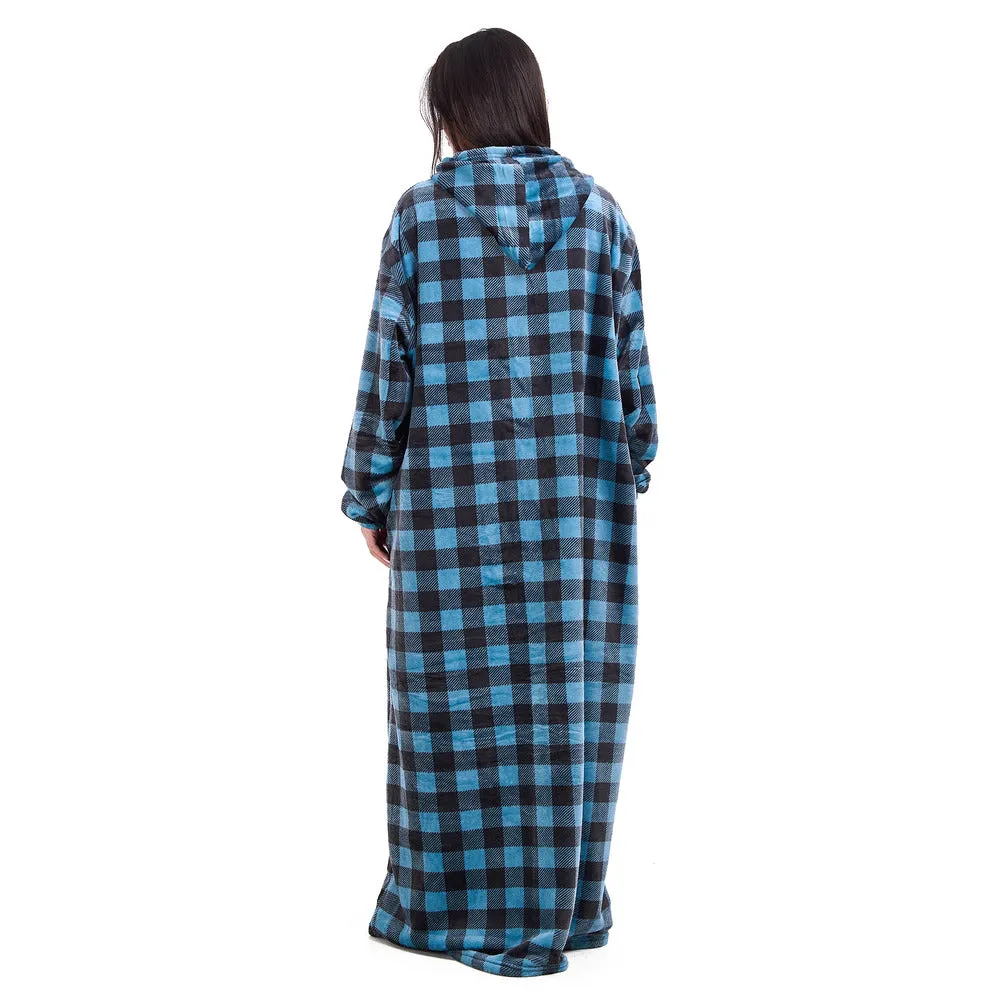 Snuggs Wearable Blanket Monk Blue Checkered