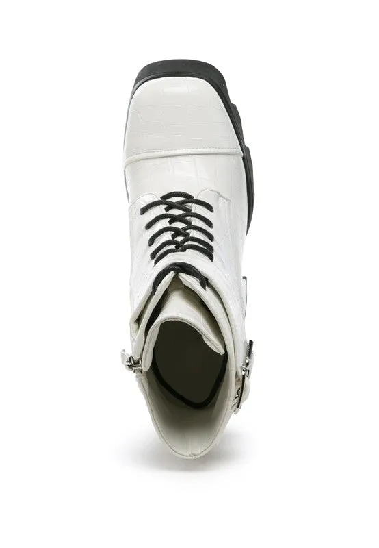 Stomper Side Zipper Opening Platform Combat Boot