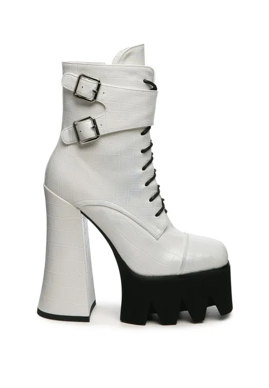 Stomper Side Zipper Opening Platform Combat Boot