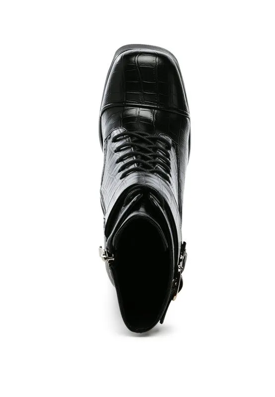Stomper Side Zipper Opening Platform Combat Boot