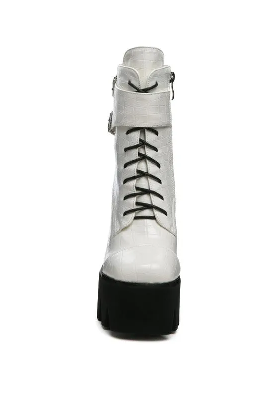 Stomper Side Zipper Opening Platform Combat Boot