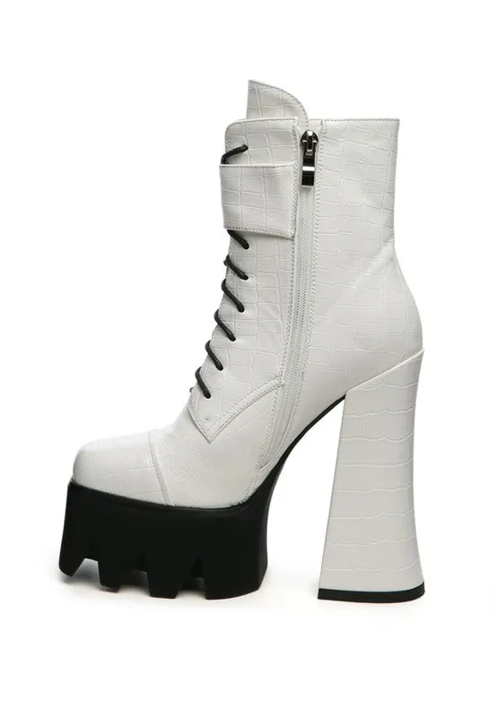 Stomper Side Zipper Opening Platform Combat Boot