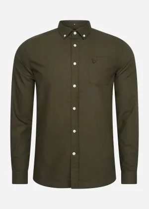Tonal eagle regular fit light weight oxford shirt - olive