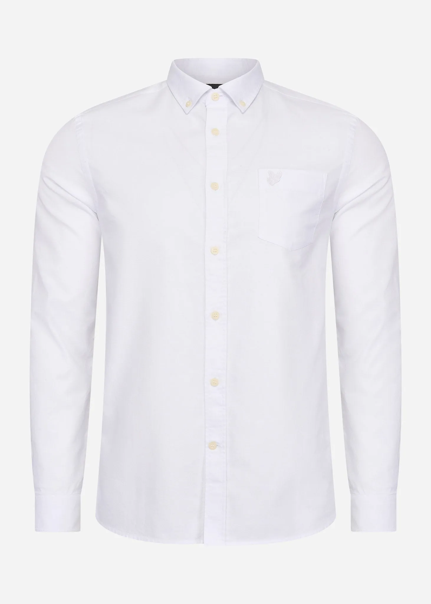 Tonal eagle regular fit light weight oxford shirt - white