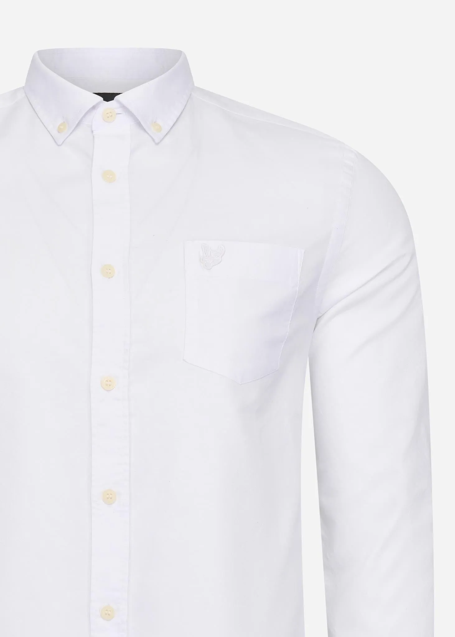 Tonal eagle regular fit light weight oxford shirt - white