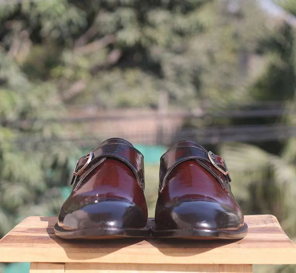 Two Tone Monk Strap Leather Shoes