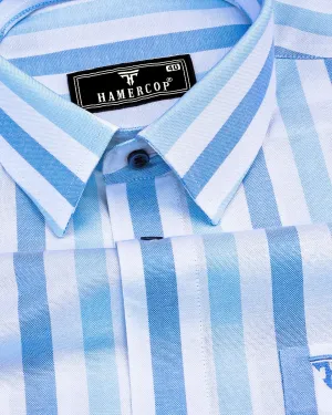 Union Blue With White Stripe Oxford Cotton Shirt