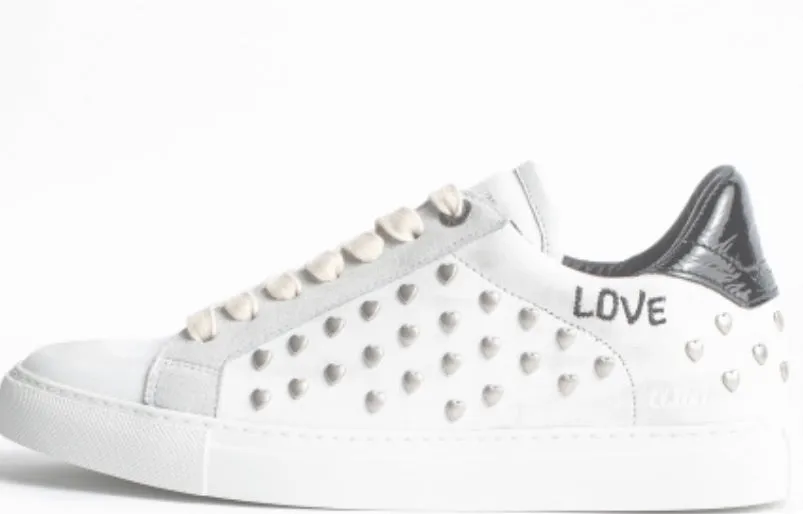 Zadig & Voltaire white heart tennis shoes
