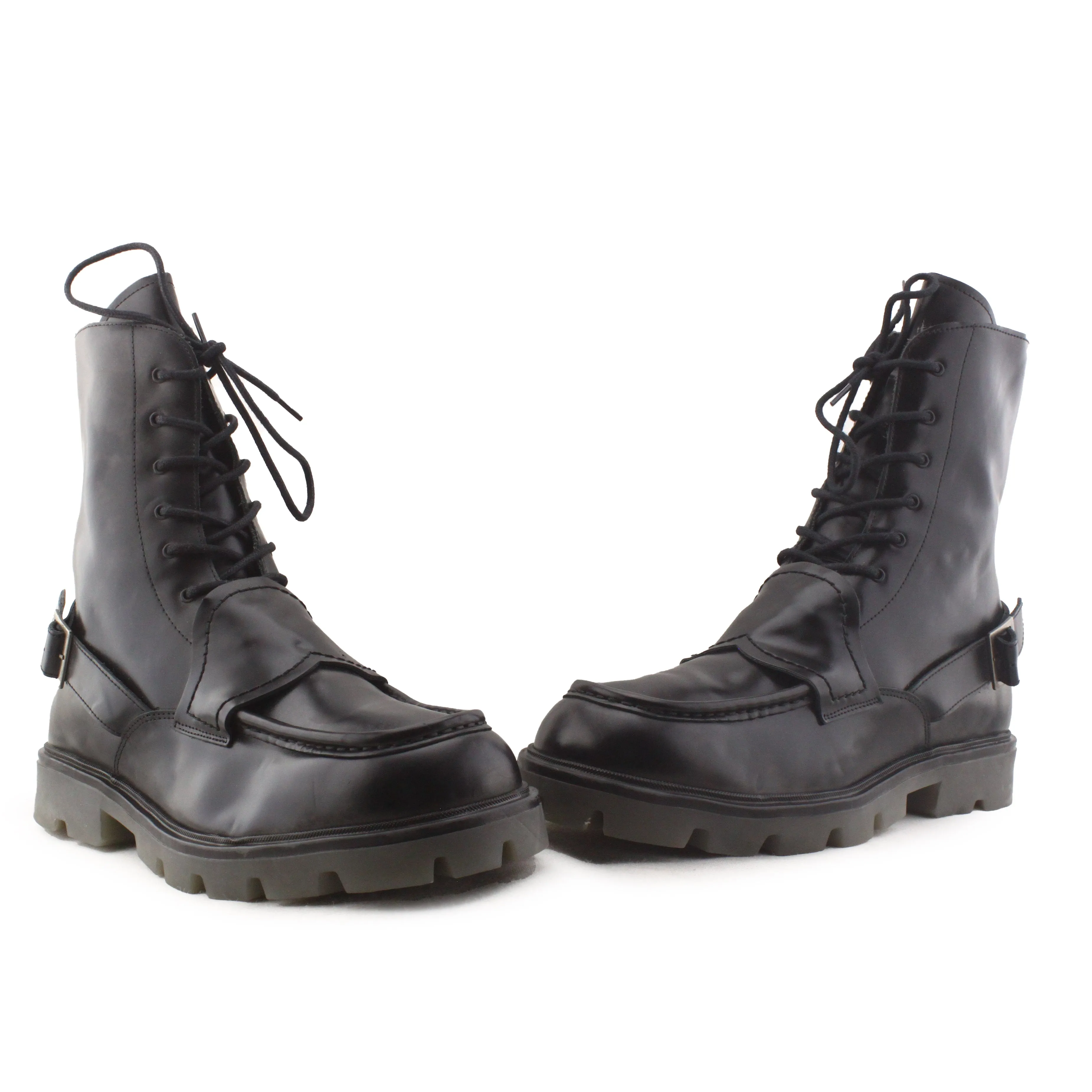 Zara Laces Buckle Straps Combat Ankle Boots | 100% Authentic Leather